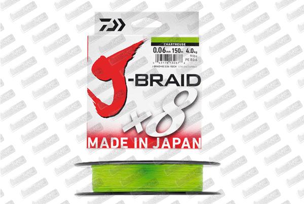 DAÏWA J Braid X8 Chartreuse 37,5lb (22/100) 150m